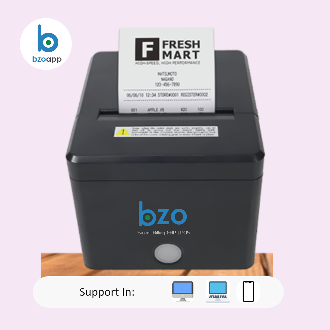 BZO 3 Inch Thermal Receipt Printer | 80mm POS Billing Printer USB & Bluetooth with Auto Cutter