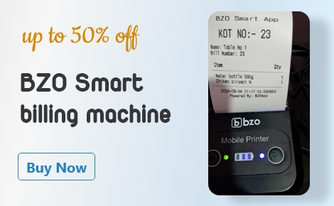 BZO Smart Billing Software/App  with BZO Billing Machine Suitable for Restaurant, Retailers, Clothing Store